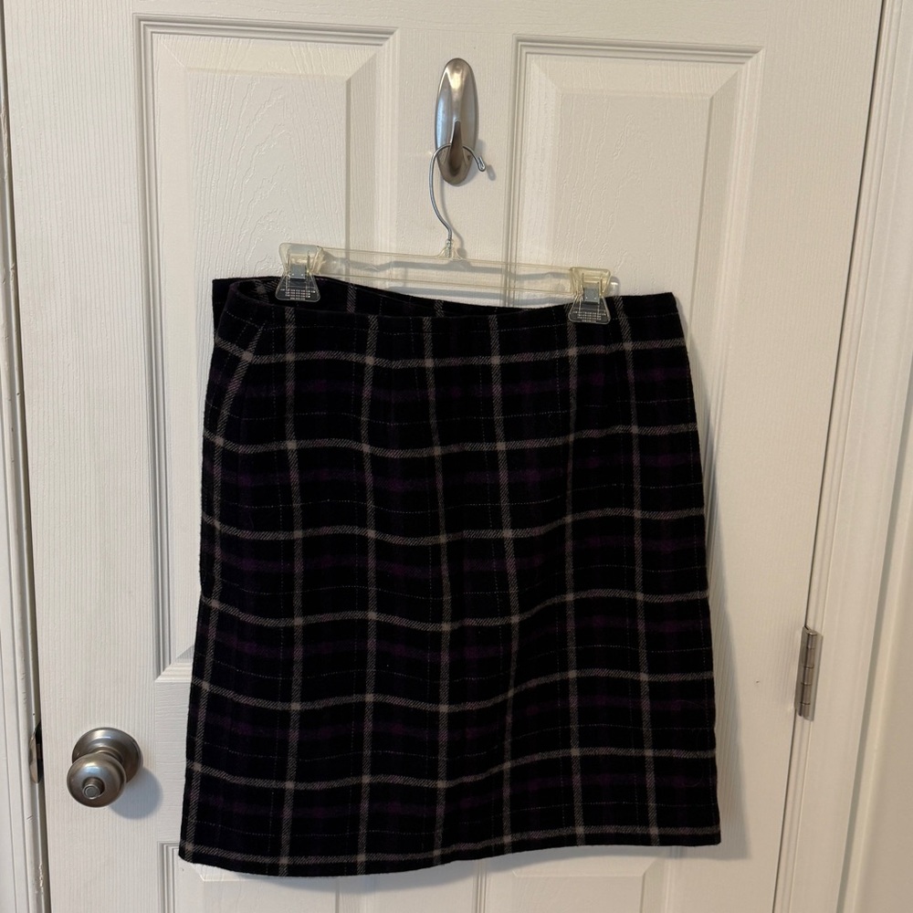 Style & Co Plaid Wool Blend Wrap Skirt Size 14